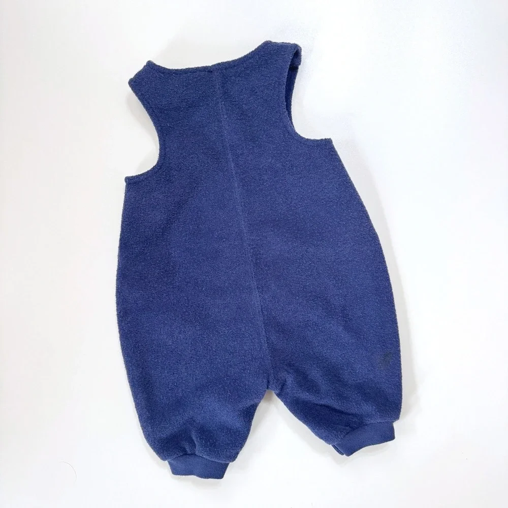 Vintage 90's OshKosh B'gosh Fleece Romper Overalls‎ Navy Blue Penguin 0-3 Months